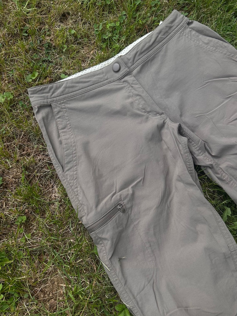 Y2K L.L. Bean Gorpcore Straight-Leg Hiking Outdoor Utility Pants Taupe Adj Waist